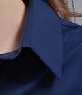 Camasa din bumbac elastic albastru cu floare si butoni