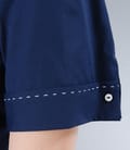 Camasa din bumbac elastic albastru cu floare si butoni