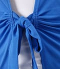 Bluza din jerse albastru legata cu cordon