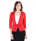 Bluza din jerse rosu legata cu cordon