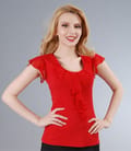 Tricou din jerse elastic cu jabou si aripioare de voal