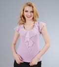 Tricou din jerse elastic cu jabou si aripioare de voal
