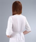 Sacou elegant alb cu fir de efect si voal