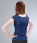 Tricou din jerse uni cu umeri cazuti