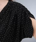 Tricou din jerse imprimat cu decolteu in V