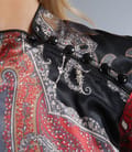 Rochie din saten elastic imprimat cu fenta