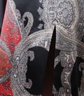 Rochie din saten elastic imprimat cu fenta