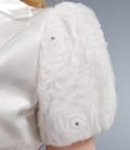 Sacou elegant alb-ecru cu trandafir