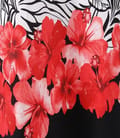 Fusta jerse cu imprimeu floral rosu
