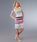 Rochie din jerse imprimat cu dungi