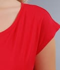 Tricou din jerse uni cu umeri cazuti