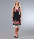 Rochie din voal negru creponat cu imprimeu floral