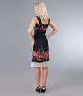 Rochie din voal negru creponat cu imprimeu floral