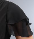 Rochie lunga din voal negru cu pieptii suprapusi