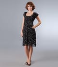 Rochie din voal imprimat cu funda