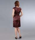 Rochie din saten elastic cu imprimeu grafic si falduri