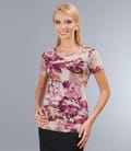 Tricou din jerse elastic imprimat cu garnitura
