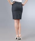 Fusta cu cordon lat din bumbac elastic bleumarin
