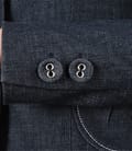 Sacou din bumbac elastic bleumarin cu tighele contrast