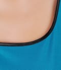 Rochie din jerse turquoise cu garnitura contrast