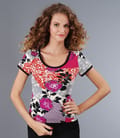 Tricou jerse imprimat cu garnitura