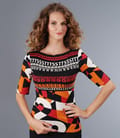 Tricou din jerse elastic cu imprimeu grafic