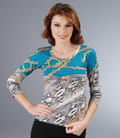 Tricou din jerse imprimat cu maneci lungi