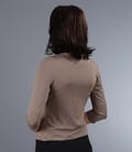 Bluza din jerse maro legata cu cordon
