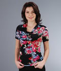 Tricou din jerse elastic imprimat cu falduri