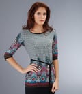 Tricou din jerse imprimat cu cordon catifea