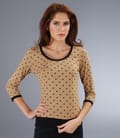 Tricou din jerse elastic uni cu picouri de catifea