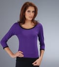 Tricou din jerse elastic uni cu picouri de catifea