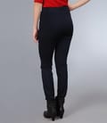 Pantaloni din jerse gros bleumarin cu nervuri