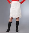 Fusta din jerse elastic alb-ecru in clini