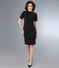 Rochie neagra cu fenta si brandemburguri