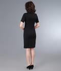 Rochie neagra cu fenta si brandemburguri