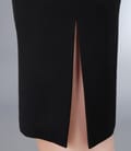 Rochie neagra cu fenta si brandemburguri