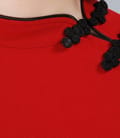 Rochie rosie cu fenta si brandemburguri