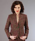 Sacou din bucle multicolor cu fir verde
