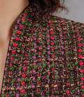 Sacou din bucle multicolor cu fir verde