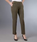Pantaloni cu mansete din stofa elastica kaki