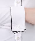 Camasa din jerse elastic alb cu garnitura