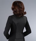 Sacou din stofa elastica neagra cu insertie gri