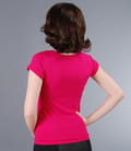 Tricou din jerse elastic uni cu mansete