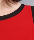 Rochie din jerse elastic rosu cu garnitura contrast