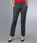 Pantaloni office gri cu mansete si buzunare