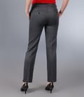 Pantaloni office gri cu mansete si buzunare