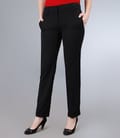 Pantaloni office negri cu mansete si buzunare