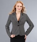 Sacou din jerse elastic alb-negru