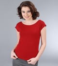 Tricou din jerse uni cu umeri cazuti